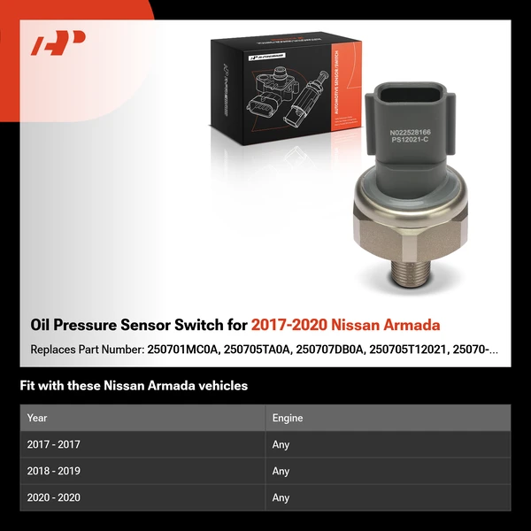 Oil Pressure Sensor Switch for 2017-2020 Nissan Armada