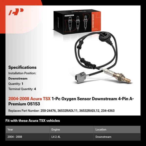 2004-2008 Acura TSX 1-Pc Oxygen Sensor Downstream 4-Pin A-Premium OS153
