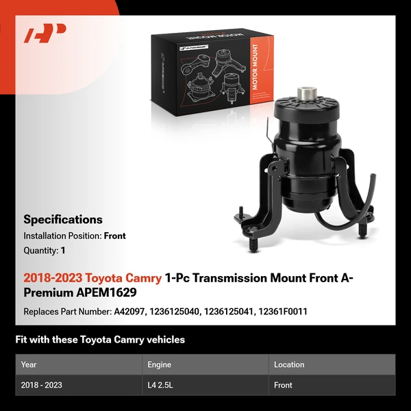 2018-2023 Toyota Camry 1-Pc Transmission Mount Front A-Premium APEM1629