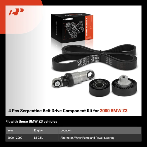 4 Pcs Serpentine Belt Drive Component Kit for 2000 BMW Z3