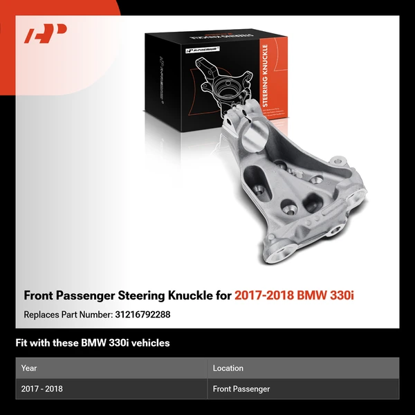 Front Passenger Steering Knuckle for 2017-2018 BMW 330i