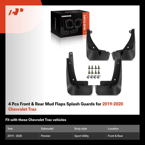 4 Pcs Front & Rear Mud Flaps Splash Guards for 2019-2020 Chevrolet Trax
