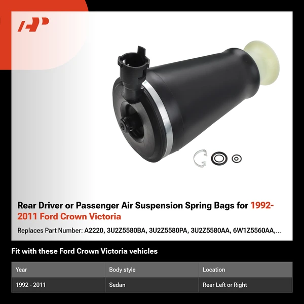 Rear Driver or Passenger Air Suspension Spring Bags for 1992-2011 Ford Crown Victoria