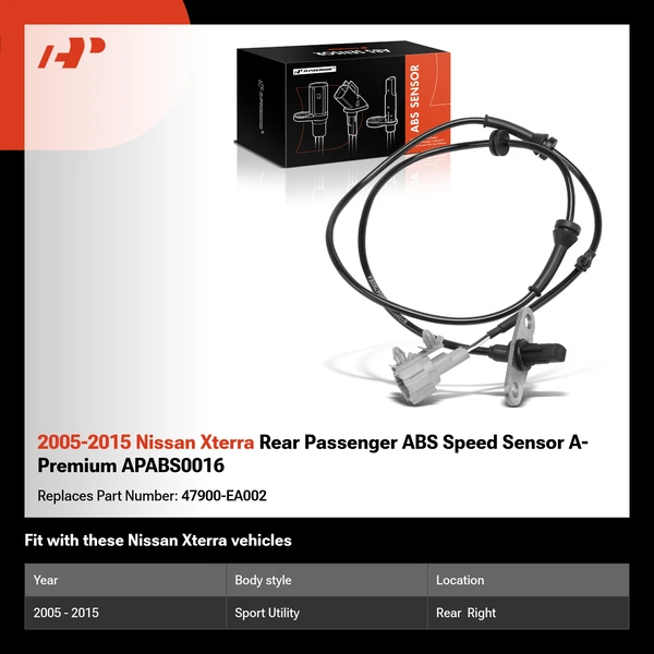 2005-2015 Nissan Xterra Rear Passenger ABS Speed Sensor A-Premium APABS0016