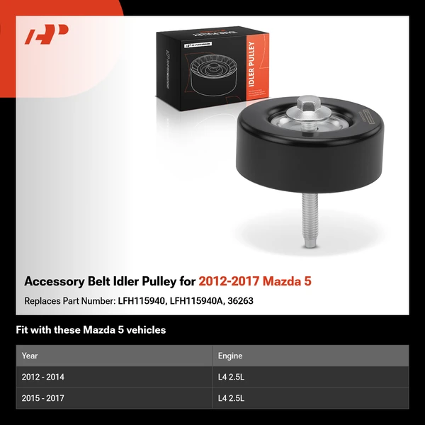 Accessory Belt Idler Pulley for 2012-2017 Mazda 5