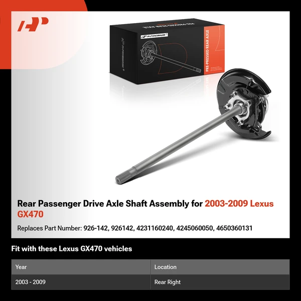 Rear Passenger Drive Axle Shaft Assembly for 2003-2009 Lexus GX470