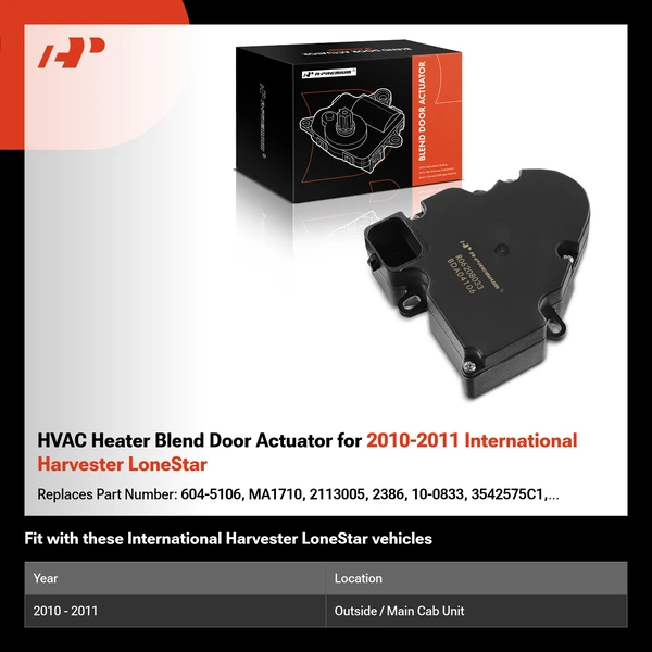 HVAC Heater Blend Door Actuator for 2010-2011 International Harvester LoneStar