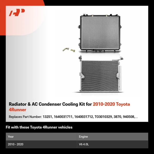 Radiator & AC Condenser Cooling Kit for 2010-2020 Toyota 4Runner