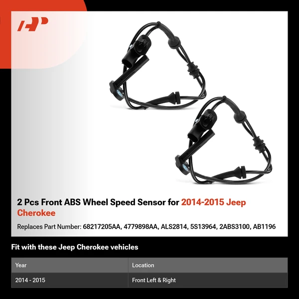 2 Pcs Front ABS Wheel Speed Sensor for 2014-2015 Jeep Cherokee
