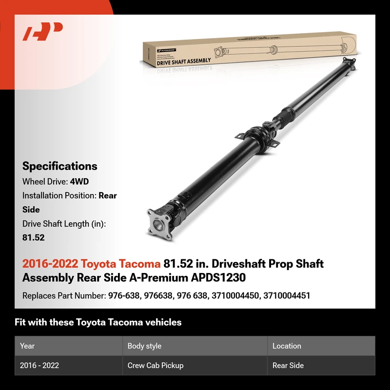 2016-2022 Toyota Tacoma 81.52 in. Driveshaft Prop Shaft Assembly Rear Side A-Premium APDS1230