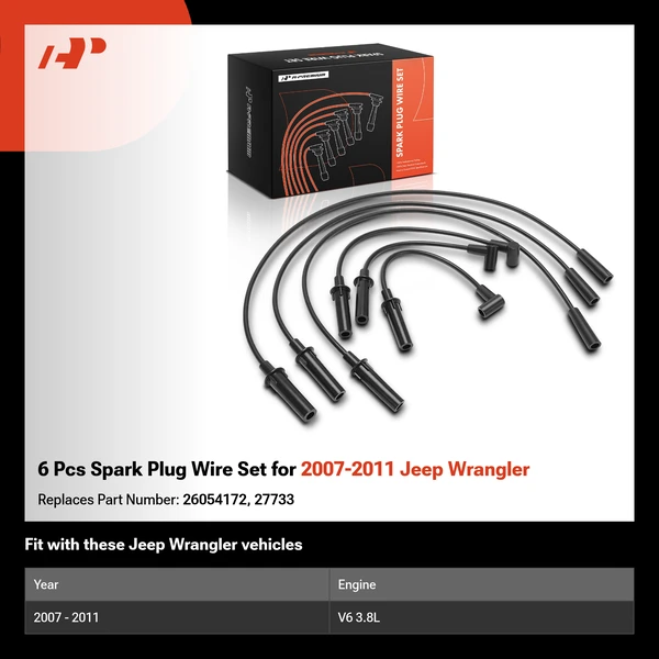 6 Pcs Spark Plug Wire Set for 2007-2011 Jeep Wrangler