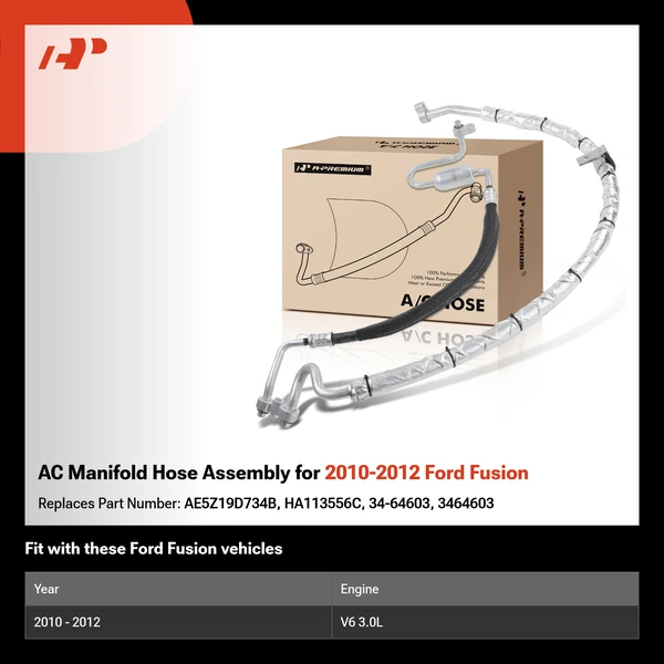 AC Manifold Hose Assembly for 2010-2012 Ford Fusion