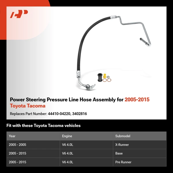 Power Steering Pressure Line Hose Assembly for 2005-2015 Toyota Tacoma