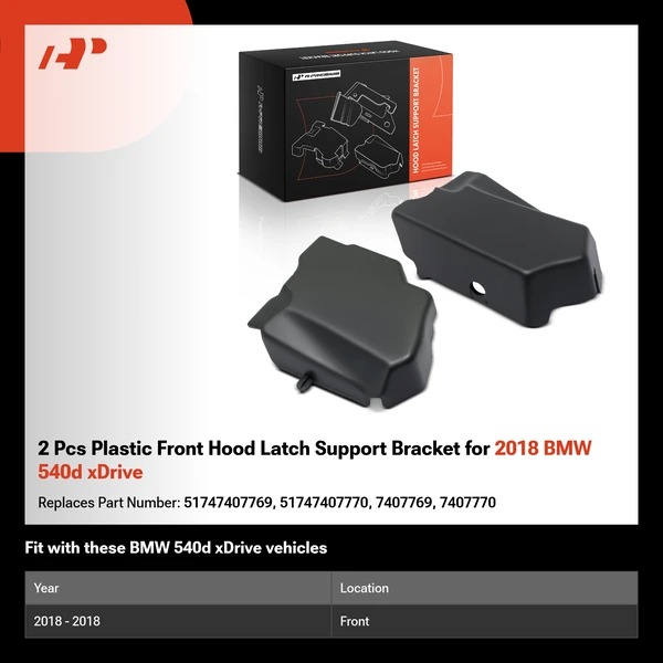 2 Pcs Plastic Front Hood Latch Support Bracket for 2018 BMW 540d xDrive