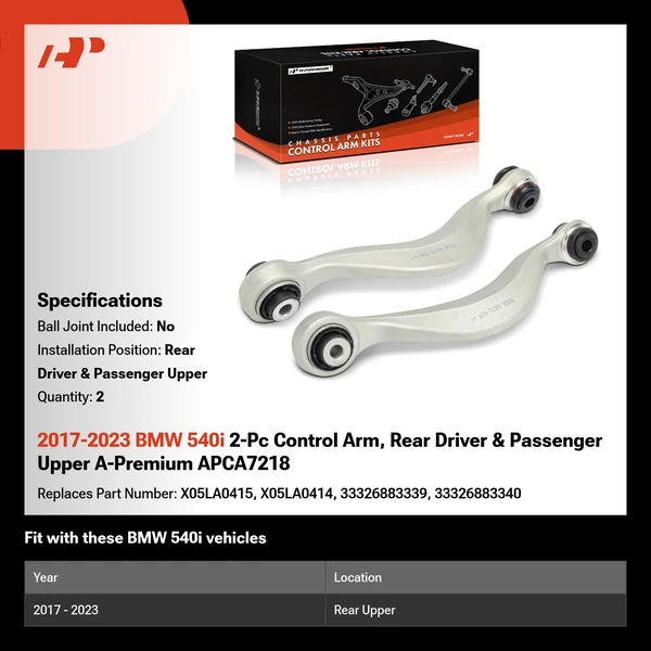2017-2023 BMW 540i 2-Pc Control Arm, Rear Driver & Passenger Upper A-Premium APCA7218