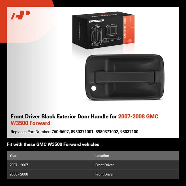 Front Driver Black Exterior Door Handle for 2007-2008 GMC W3500 Forward