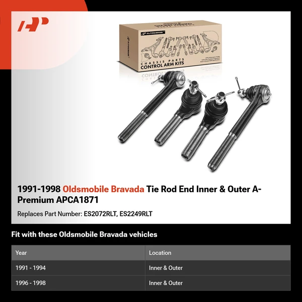 1991-1998 Oldsmobile Bravada Tie Rod End Inner & Outer A-Premium APCA1871