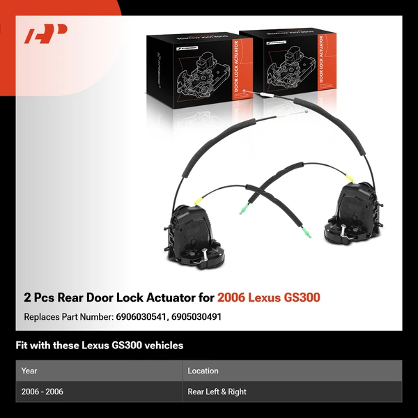 2 Pcs Rear Door Lock Actuator for 2006 Lexus GS300