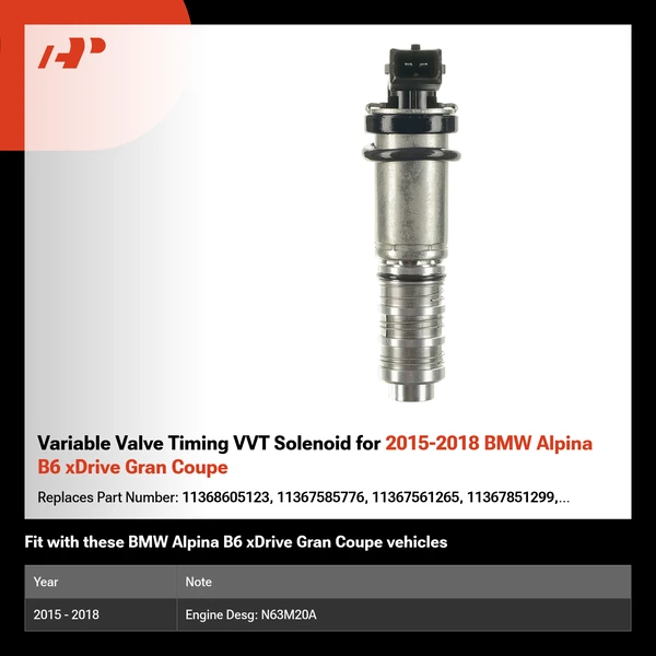 Variable Valve Timing VVT Solenoid for 2015-2018 BMW Alpina B6 xDrive Gran Coupe