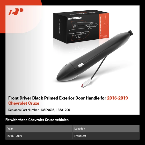 Front Driver Black Primed Exterior Door Handle for 2016-2019 Chevrolet Cruze
