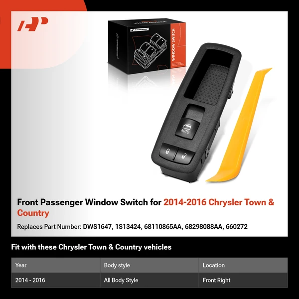 Front Passenger Window Switch for 2014-2016 Chrysler Town & Country