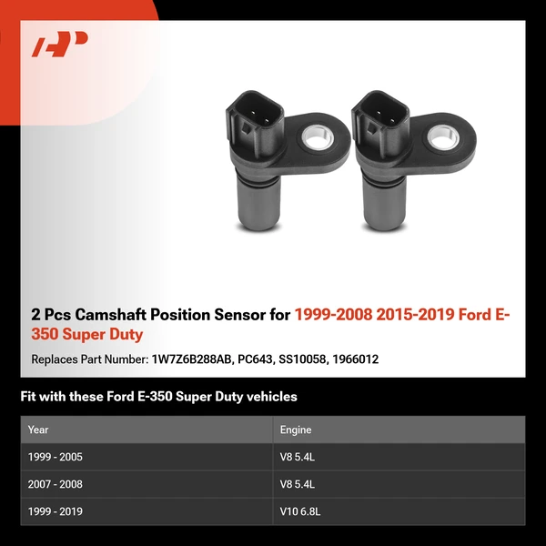 2 Pcs Camshaft Position Sensor for 1999-2008 2015-2019 Ford E-350 Super Duty