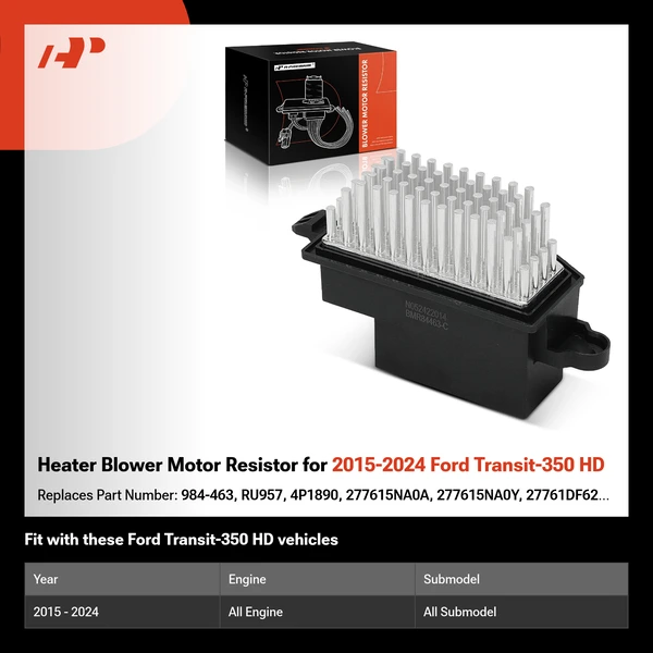 Heater Blower Motor Resistor for 2015-2024 Ford Transit-350 HD