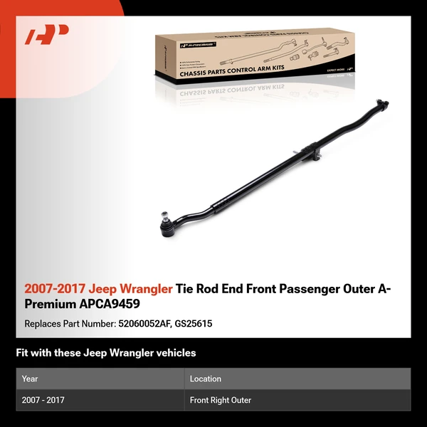 2007-2017 Jeep Wrangler Tie Rod End Front Passenger Outer A-Premium APCA9459