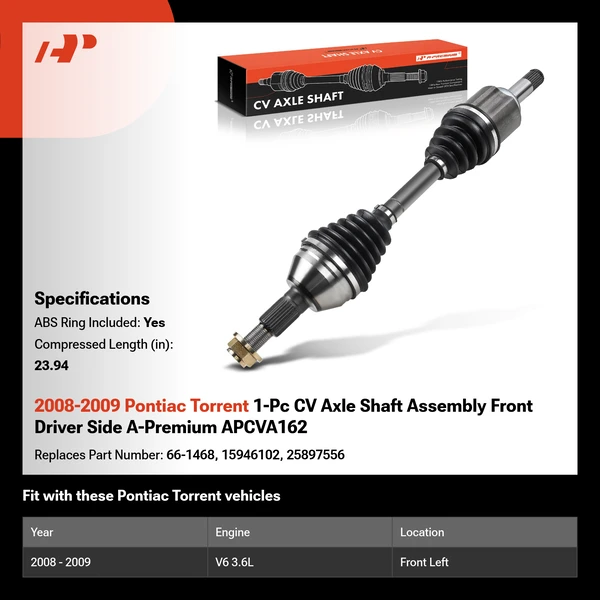 2008-2009 Pontiac Torrent 1-Pc CV Axle Shaft Assembly Front Driver Side A-Premium APCVA162