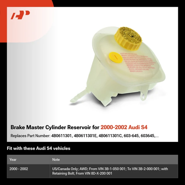 Brake Master Cylinder Reservoir for 2000-2002 Audi S4