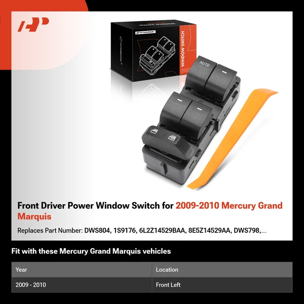 Front Driver Power Window Switch for 2009-2010 Mercury Grand Marquis