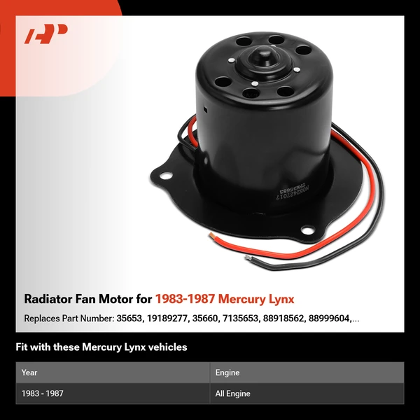 Radiator Fan Motor for 1983-1987 Mercury Lynx