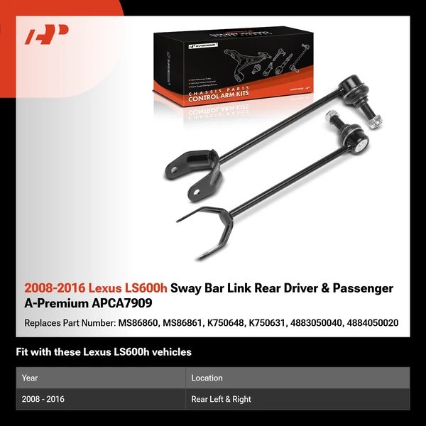 2008-2016 Lexus LS600h Sway Bar Link Rear Driver & Passenger A-Premium APCA7909