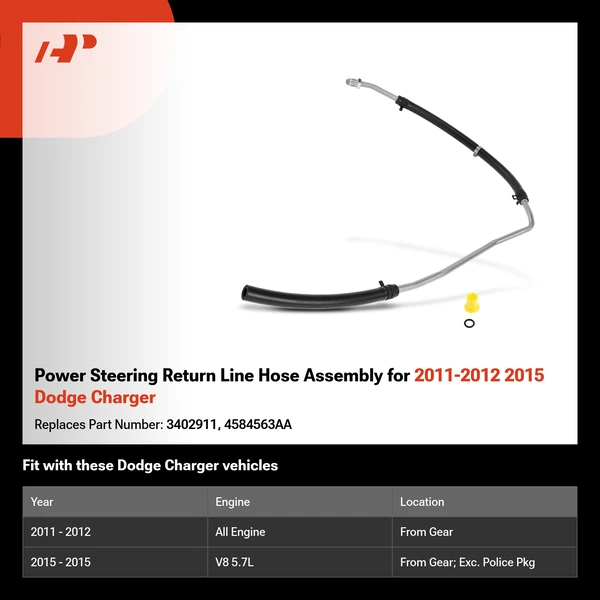 Power Steering Return Line Hose Assembly for 2011-2012 2015 Dodge Charger