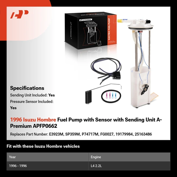 1996 Isuzu Hombre Fuel Pump with Sensor with Sending Unit A-Premium APFP0662