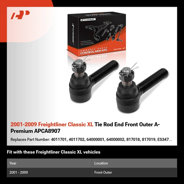 2001-2009 Freightliner Classic XL Tie Rod End Front Outer A-Premium APCA8907