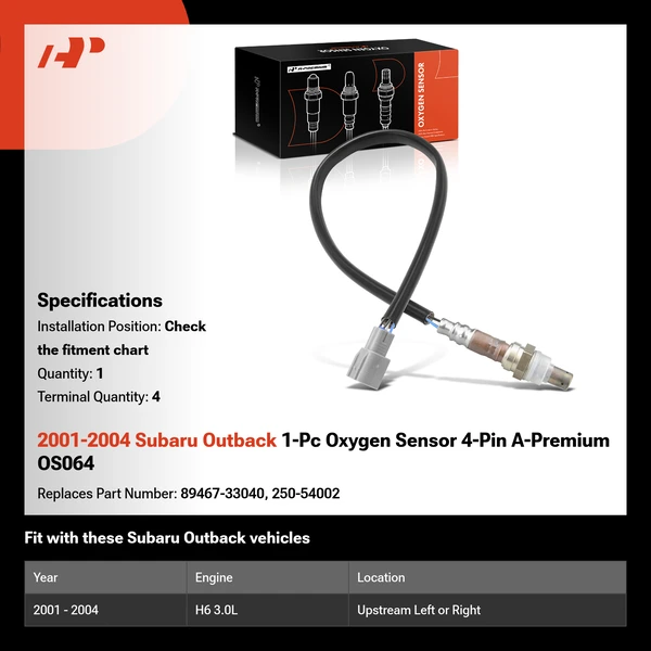 2001-2004 Subaru Outback 1-Pc Oxygen Sensor 4-Pin A-Premium OS064