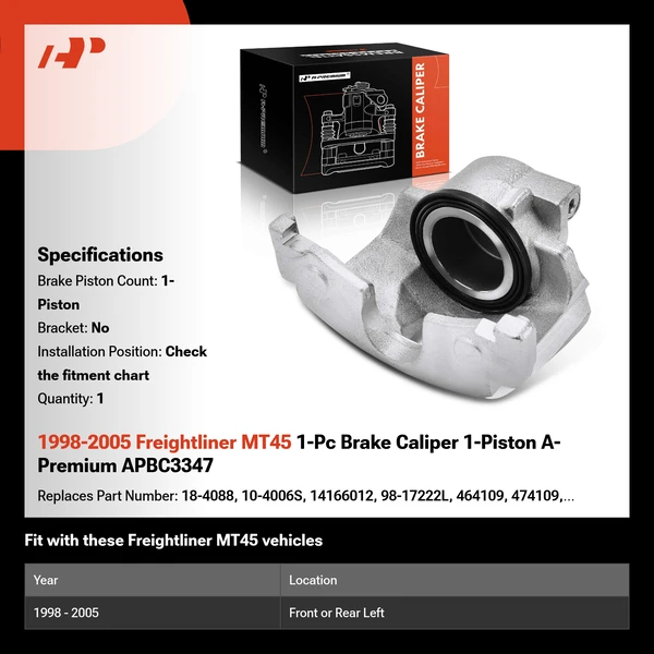1998-2005 Freightliner MT45 1-Pc Brake Caliper 1-Piston A-Premium APBC3347