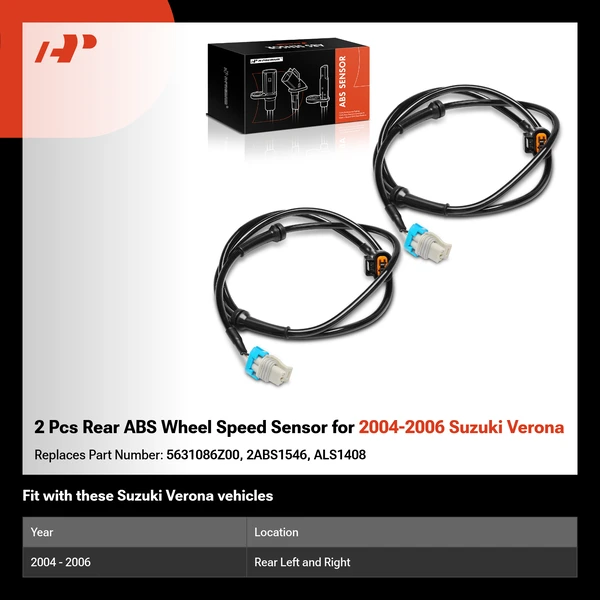 2 Pcs Rear ABS Wheel Speed Sensor for 2004-2006 Suzuki Verona