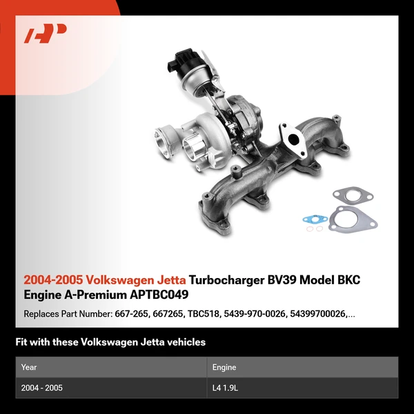 2004-2005 Volkswagen Jetta Turbocharger BV39 Model BKC Engine A-Premium APTBC049