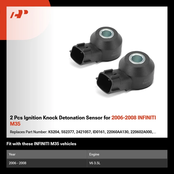 2 Pcs Ignition Knock Detonation Sensor for 2006-2008 INFINITI M35