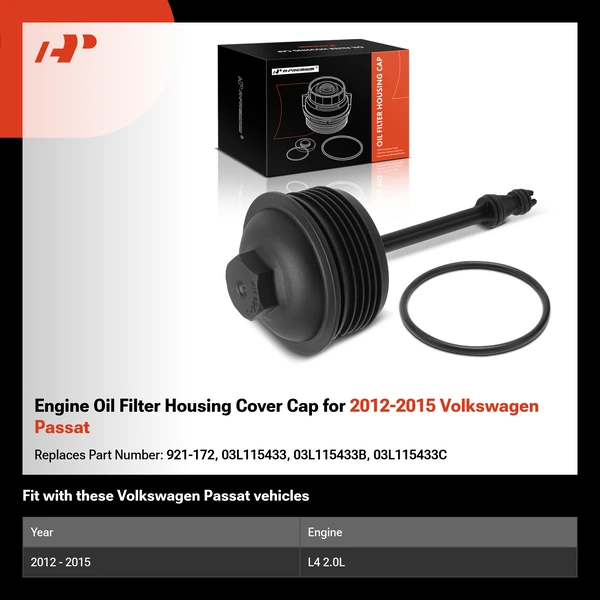 Engine Oil Filter Housing Cover Cap for 2012-2015 Volkswagen Passat