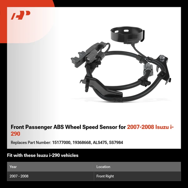 Front Passenger ABS Wheel Speed Sensor for 2007-2008 Isuzu i-290