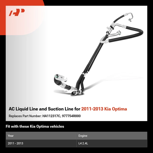 AC Liquid Line and Suction Line for 2011-2013 Kia Optima