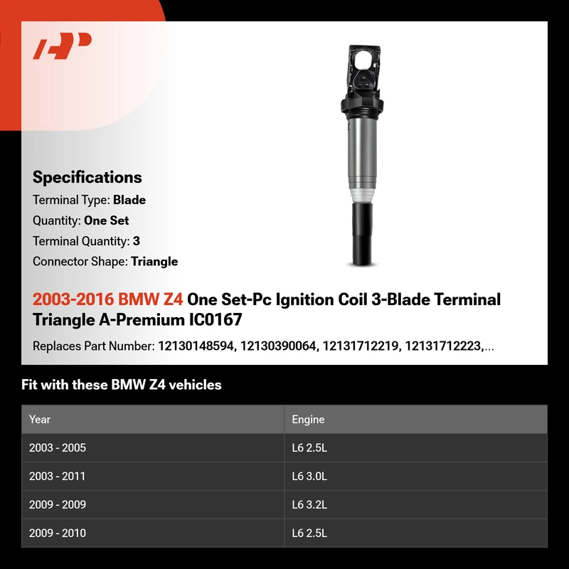 2003-2016 BMW Z4 One Set-Pc Ignition Coil 3-Blade Terminal Triangle A-Premium IC0167