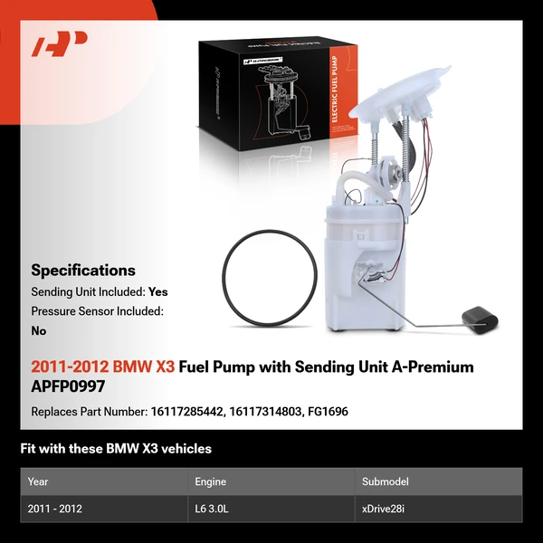 2011-2012 BMW X3 Fuel Pump with Sending Unit A-Premium APFP0997