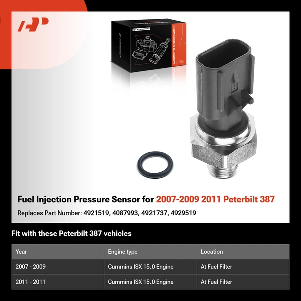 Fuel Injection Pressure Sensor for 2007-2009 2011 Peterbilt 387