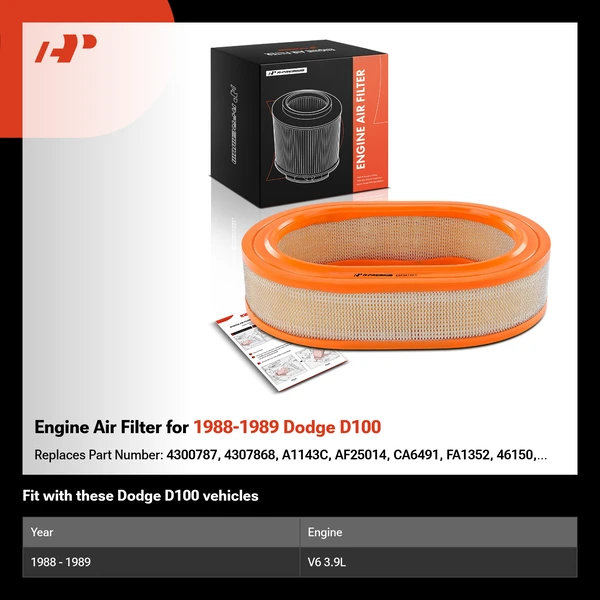 Engine Air Filter for 1988-1989 Dodge D100