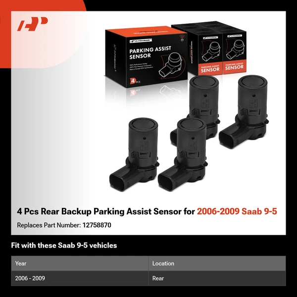 4 Pcs Rear Backup Parking Assist Sensor for 2006-2009 Saab 9-5