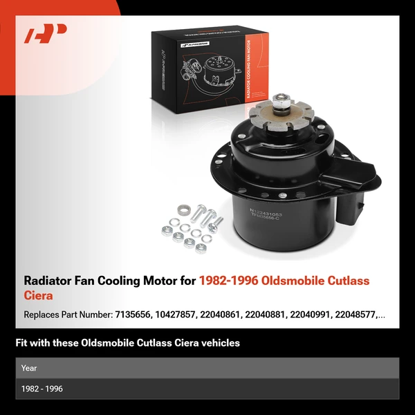 Radiator Fan Cooling Motor for 1982-1996 Oldsmobile Cutlass Ciera